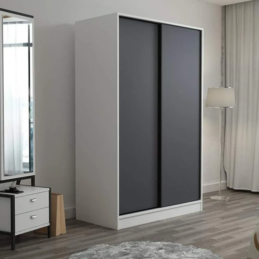 دولاب ملابس 2 ضلفة 220×120 سم – ابيض رمادى – DHL-010
