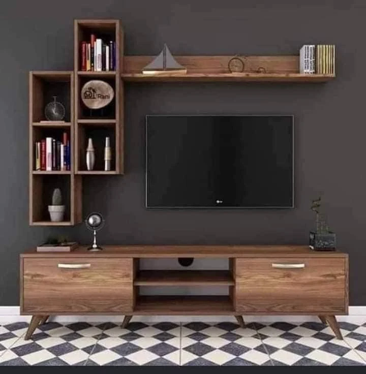 ترابيزة تليفزيون مع أرفف علوية 30×180سم – بني – TV0120