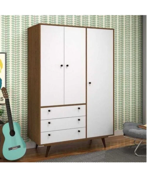 دولاب ملابس 3 ضلفة 220×120 سم – ابيض بنى – DHL-04